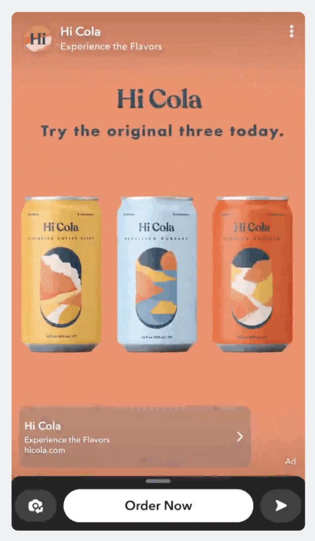 Hi Cola snapchat story ad
